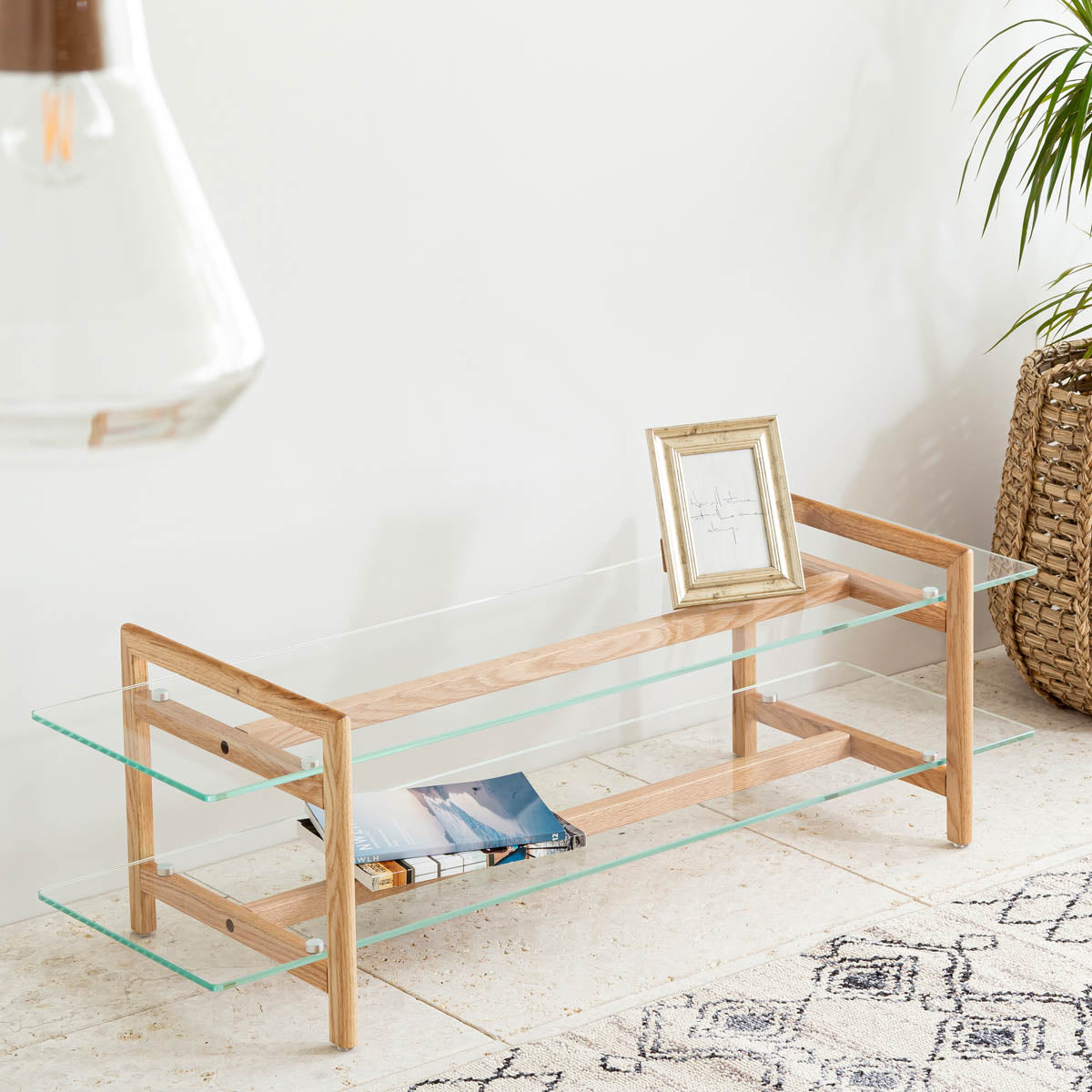 THE TV BOARD / LOW TABLE ガラス × 木製脚 ナチュラル