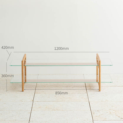 THE TV BOARD / LOW TABLE　ガラス × 木製脚　ナチュラル
