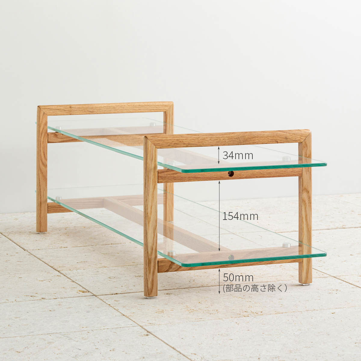 THE TV BOARD / LOW TABLE　ガラス × 木製脚　ナチュラル