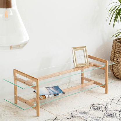 THE TV BOARD / LOW TABLE　ガラス × 木製脚　ナチュラル