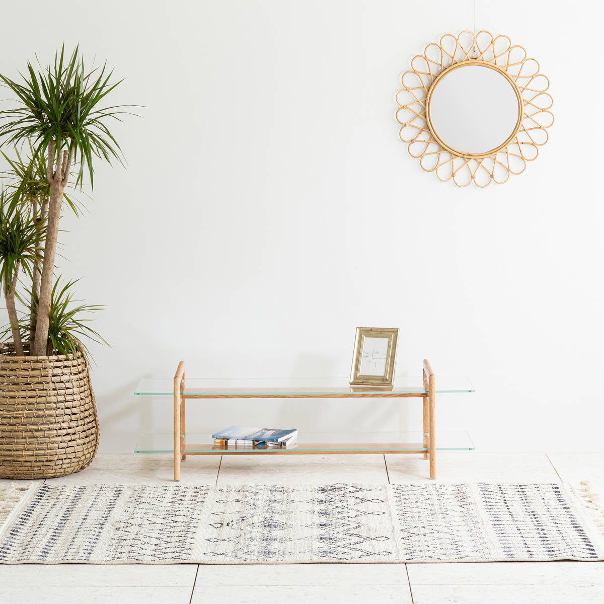 THE TV BOARD / LOW TABLE　ガラス × 木製脚　ナチュラル